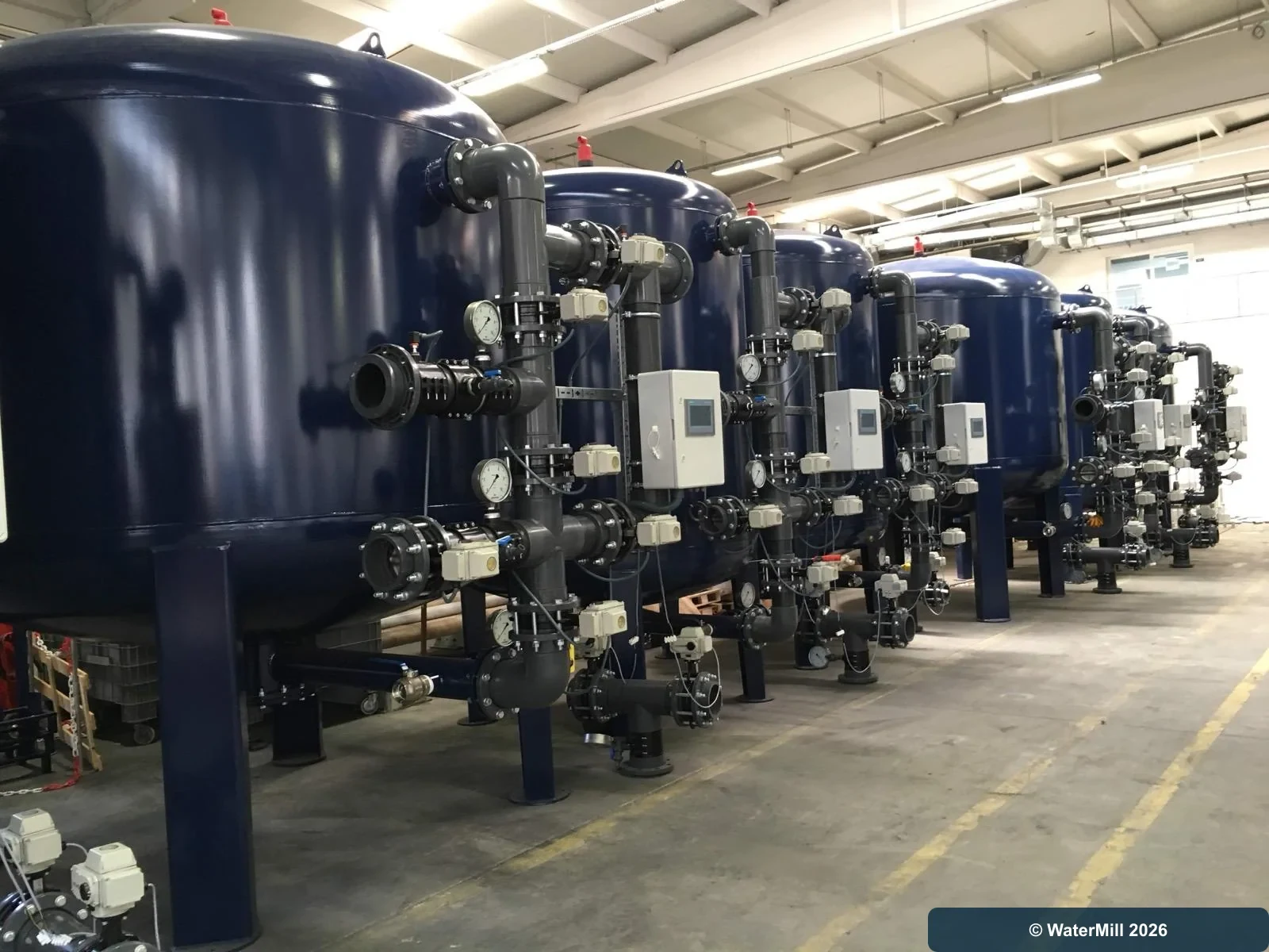 WaterMill üretim tesisinde imal edilen endüstriyel basınçlı filtre sistemleri